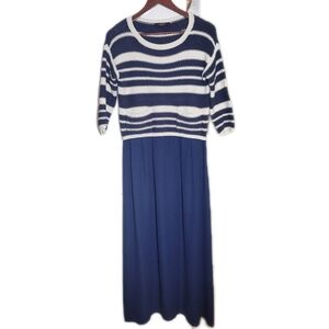 Weekend Max Mara Helier jumper midi dress striped navy blue small